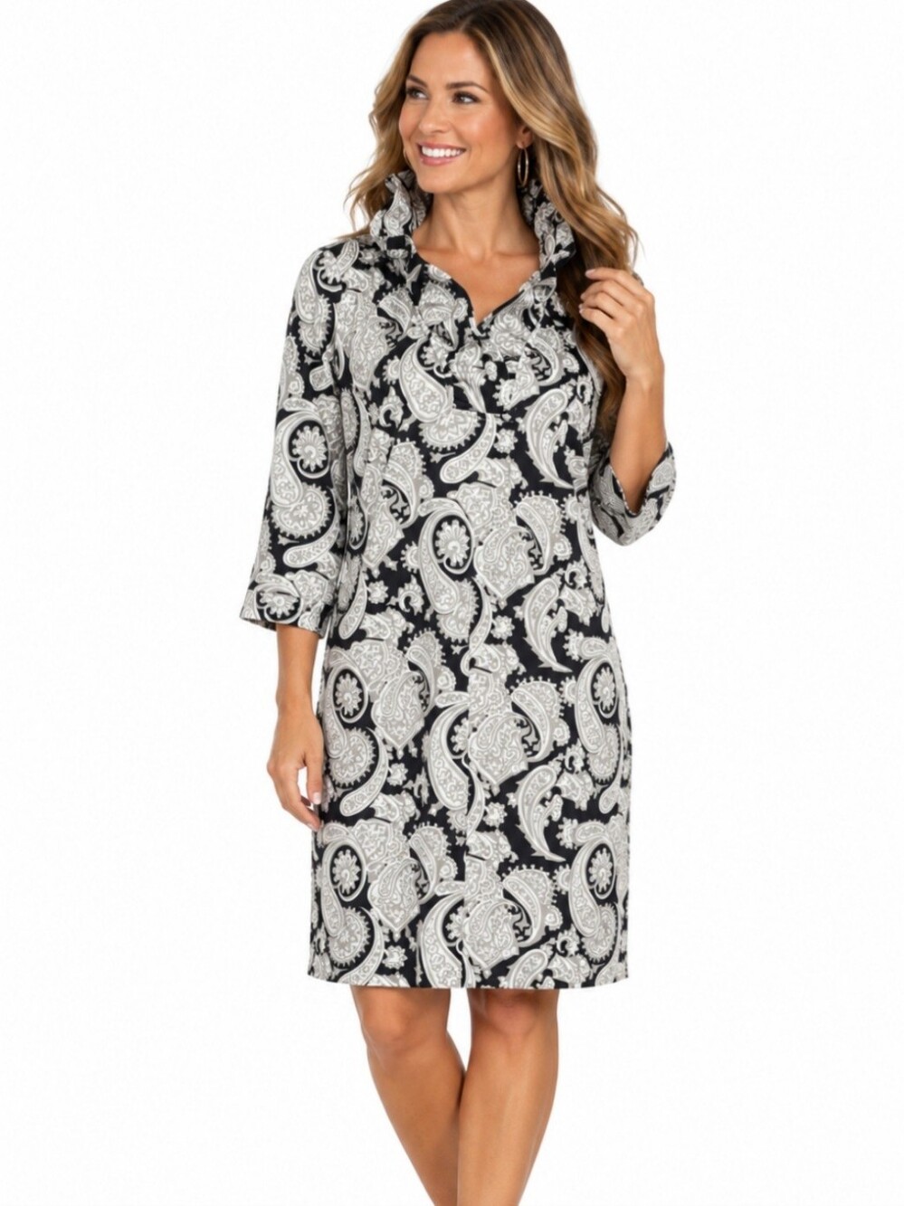 Gretchen Scott Ruffneck Jersey Plentiful Paisley Dresssize Large Coastal Grandma